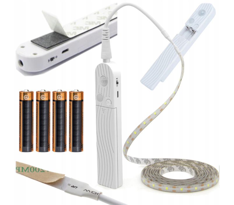 Batterie-/USB-LED-Streifen mit Bewegungssensor - 2m LED-Streifen LED-Stripe  LED-Band - Aga24