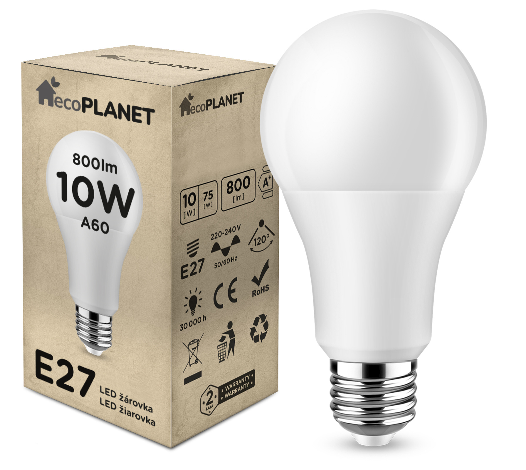 LED Leuchtmittel Ersatz LED-Glühbirnen- ecoPLANET - E27 - 10W