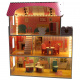 Aga MDF Holzpuppenhaus + Möbel 70cm rosa LED