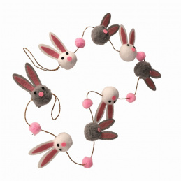 Girlanda z pomponów - zająców ozdoba wielkanocna