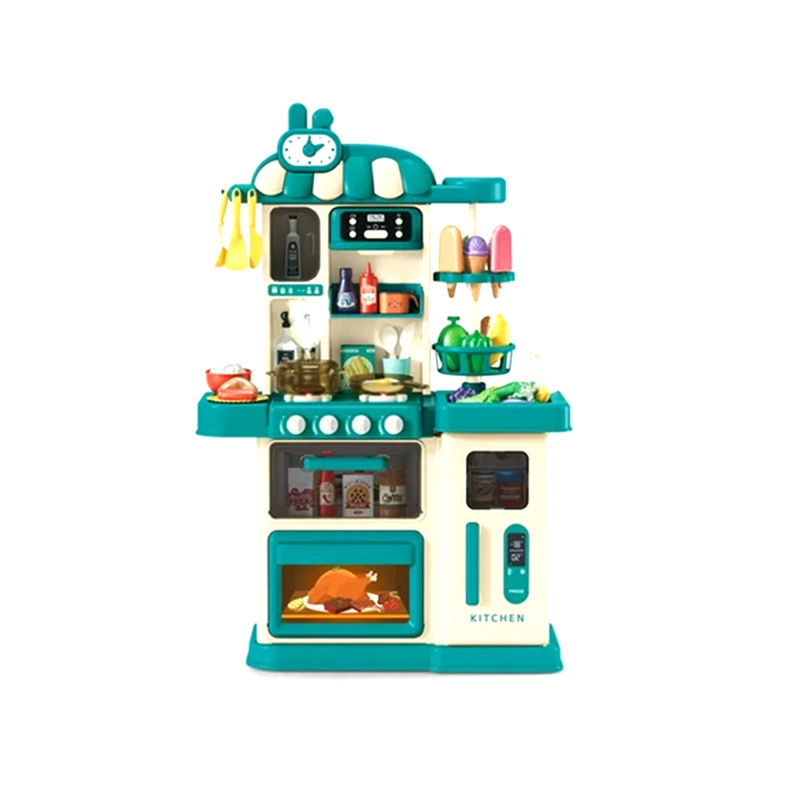 Aga4Kids Plastikkinderküche mit Licht, Sound, Wasserhahn & Dampf – Spielküche mit 47 Zubehörteilen