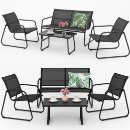 Zestaw mebli ogrodowych - stolik dwa fotele i sofa antracytowe Zestaw mebli ogrodowych - stolik dwa fotele i sofa antracytowe