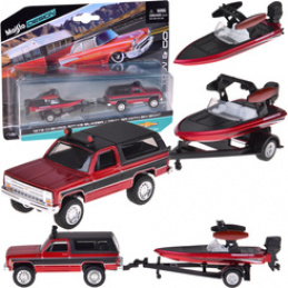 Maisto Licencjonowane Auto metalowe Chevrolet K5 Blazer + łódź 1:64 ZA5964 uniwersalny