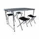 Linder Exclusiv Camping Set - Klappbarer Campingtisch - 4 Hocker - Schwarz - Koffertisch - klappbar - höhenverstellbar - kompakt & wetterfest