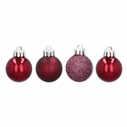Aga Weihnachtskugeln MIX 3cm 16 Stück Rot/Baumzweig