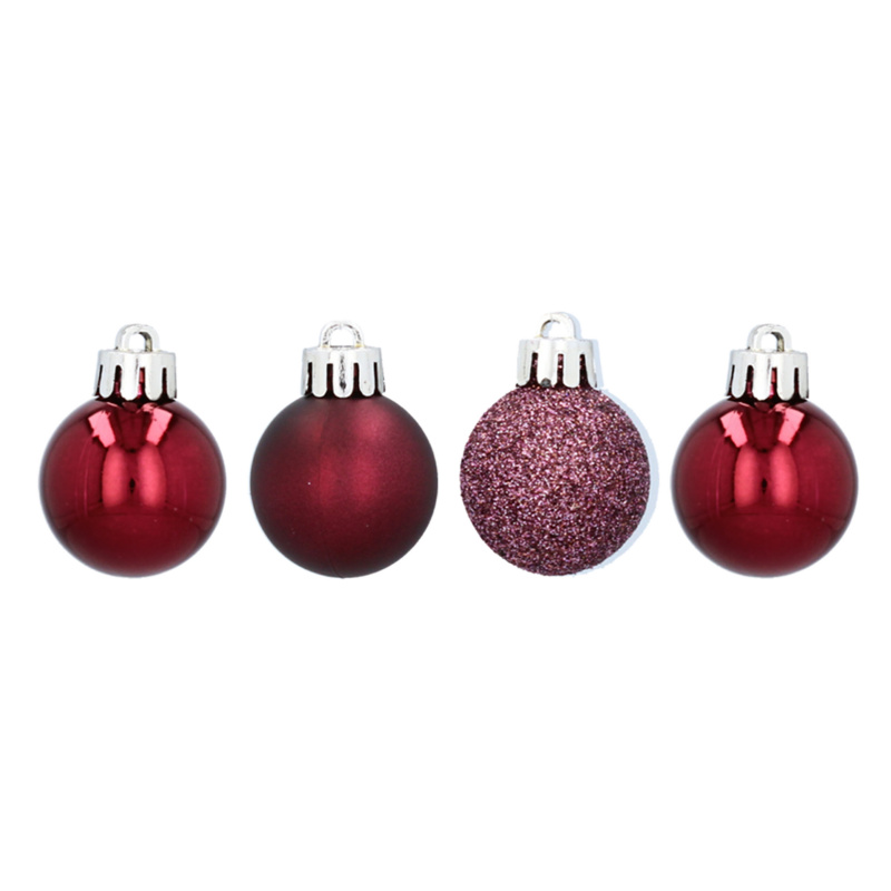 Aga Weihnachtskugeln MIX 3cm 16 Stück Rot/Baumzweig