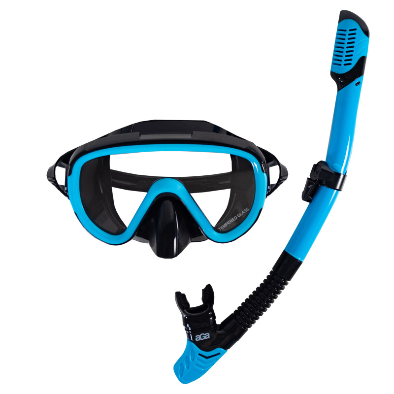 Aga Tauchset Maske und Schnorchel M8+S6 Schwarz/Blau