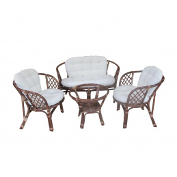 Aga Rattan-Garnitur BAHAMA Choco Weiß
