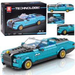 Klocki techniczne Retro auto NIEBIESKI KABRIOLET złote felgi 417-ele ZA5788 uniwersalny