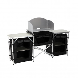 Aga Campingtisch mit Organizer OXE8418 – Klapptisch 175x40x111 cm aus Aluminium & MDF – faltbar, mit 3 Aufbewahrungsboxen – leicht & stabil für Outdoor & Camping