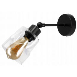 Skleněné LED nástěnné svítidlo 1xE27, rolovací, průhledný čtverec