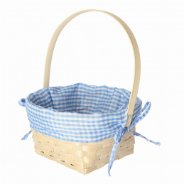 Koszyk bambusowy z wypełnieniem materiałowym w kratę