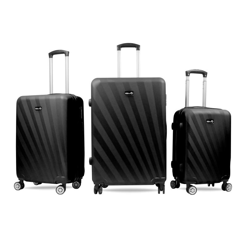 Aga Travel Kofferset, Reisekofferset MR4653 Schwarz, Hartschalenkoffer, Doppeltragegriff mit Zahlenschloss, Trolley Reisekoffer 3tgl 4 Rollen Reisekoffer