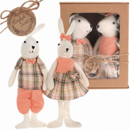 Para zajączków na Wielkanoc w ozdobnym opakowaniu - 30 cm