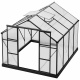 Aga Garten-Gewächshaus UV-gefilterten Polycarbonat-Kammerplatten,mit große Schiebetür und Fenster  MR4039 294x244x227 cm Schwarz