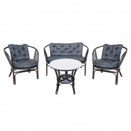 Aga Rattan-Set Bahama Dunkelbraun/Grau