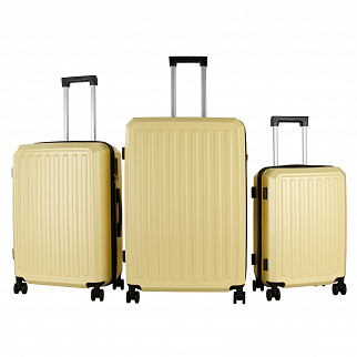 Aga Travel Koffer Set 3 teilig Größen L/M/S, Gepäck: ABS Hartschalen Trolleys mit TSA Kombinationsschloss MR4668 Beige