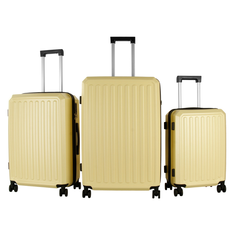 Aga Travel Koffer Set 3 teilig Größen L/M/S, Gepäck: ABS Hartschalen Trolleys mit TSA Kombinationsschloss MR4668 Beige