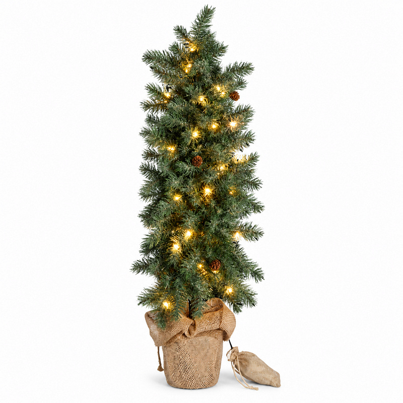 Aga Künstlicher Weihnachtsbaum im Blumentopf 85 cm verschneit mit LED-Beleuchtung