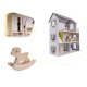 Aga Holzpuppenhaus + Möbel 70cm grau