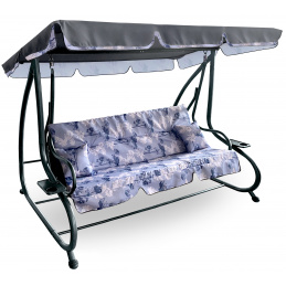 Aga Gartenschaukel 2in1 GRANDLUX Gartenschaukel 3-Sitzer Gartenliege,Schaukel,Gartenbank bis 250 Kg,Baum Grau