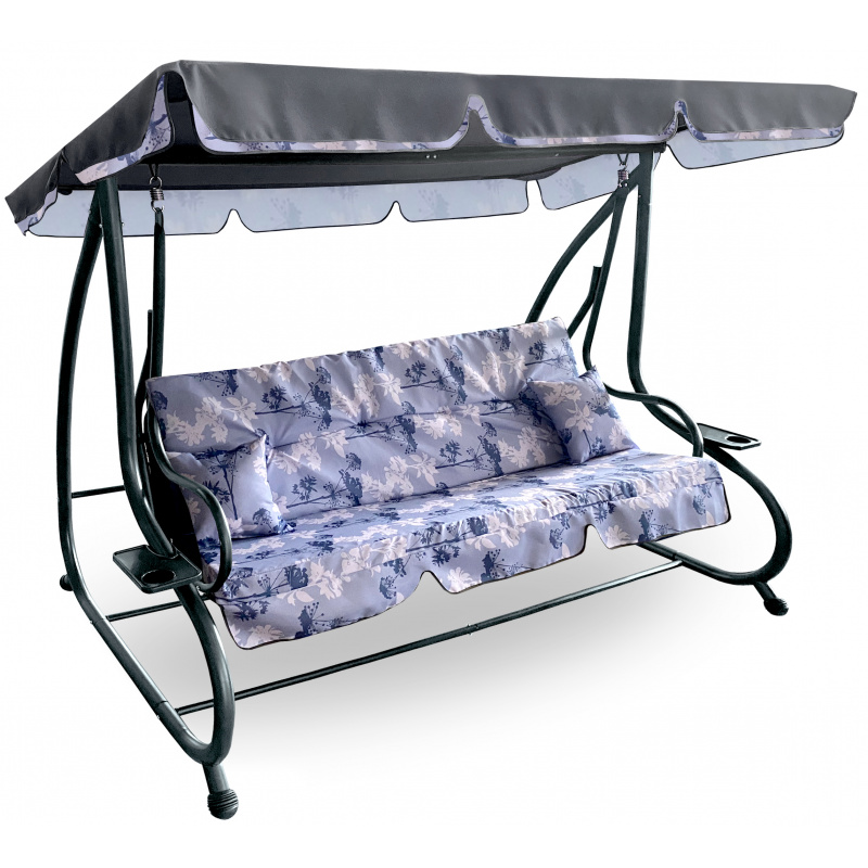 Aga Gartenschaukel 2in1 GRANDLUX Gartenschaukel 3-Sitzer Gartenliege,Schaukel,Gartenbank bis 250 Kg,Baum Grau