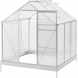 Aga Garten- Gewächshaus UV-gefilterten Polycarbonat-Kammerplatten,mit klappbaren Dachfenster und Schiebetür MR4037 190x190x207 cm + Sockel