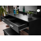 Aga Schminktisch mit Spiegel 12 LED Glühbirnen und gepolsterter Hocker Schwarz matt