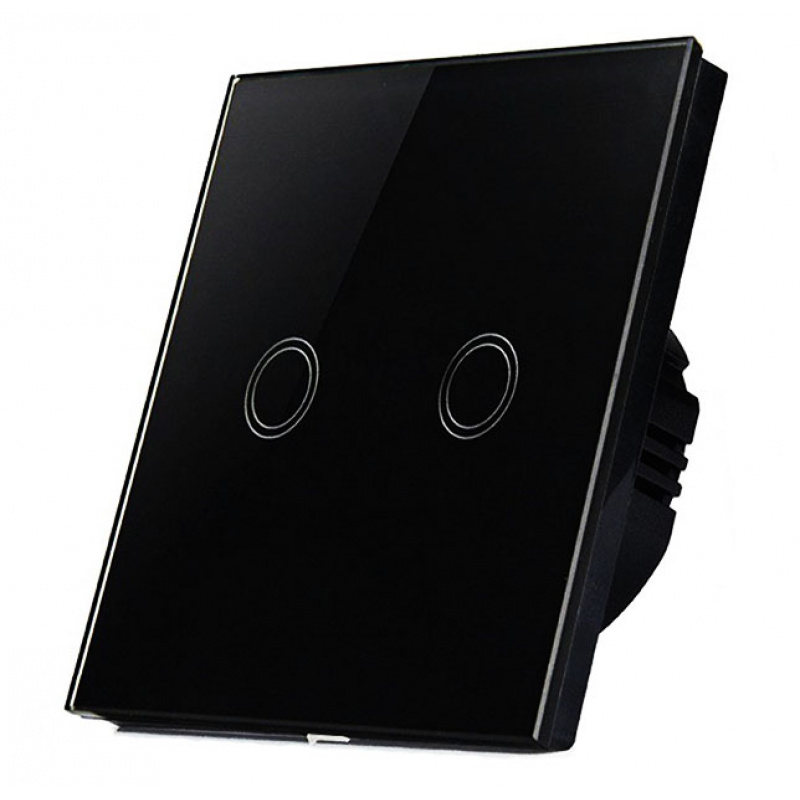 Glas-Touch-Schalter doppelt - schwarz - GLASS