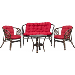Aga Rattan-Garnitur BAHAMA Choco Dunkelrot