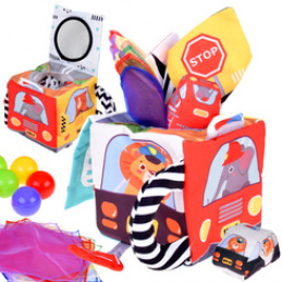 Miękka Kostka Sensoryczna Pojazdy pudełko z chusteczkami montessori ZA5587 uniwersalny