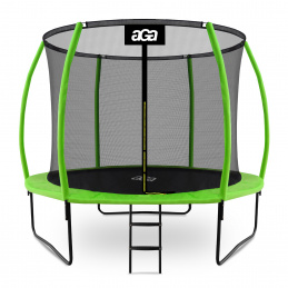 Aga SPORT EXCLUSIVE Trampolin, Kindertrampolin, Gartentrampolin mit Sicherheitsnetz 305 cm Hellgrün + Schutznetz + Leiter