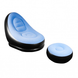 Aga Aufblasbarer Sessel mit Fußstütze DS2504, Sessel mit Sitzpuff – Veloursoptik, PVC, bis 120 kg, leicht faltbar, für drinnen & draußen