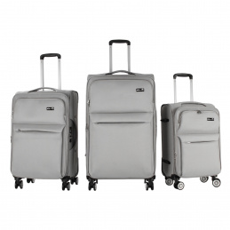 Aga Travel Kofferset 3-teilig MR4676 – Reisekoffer, Oxford-Gewebe, TSA-Schloss & 360° Rollen, Handgepäck, 35L/65L/95L, Hellgrau