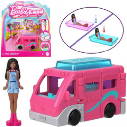 Mattel Mini Barbie Land Lalka turystka + autko kamper ZA6038 C uniwersalny