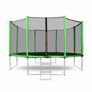 Aga SPORT PRO Trampolin,Kindertrampolin,Gartentrampolin mit Sicherheitsnetz  366 cm 12 ft Hellgrün + Schutznetz + Leiter