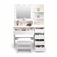 Aga Schminktisch mit Spiegel, LED Beleuchtung und gepolsterter Hocker MRDT16 Weiss