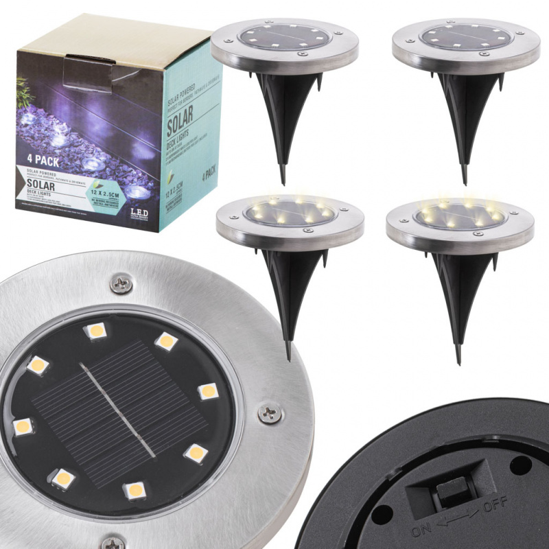 Lampy ogrodowe solarne najazdowe gruntowe 8LED 4szt. zimny biały