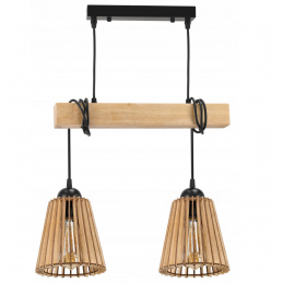 Závěsné stropní LED svítidlo, dřevěný trám, 2xE27 kuželový lustr