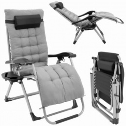 Leżak ogrodowy składany regulacja oparcia - z tacką i torbą boczną