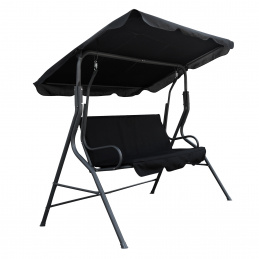Linder Exclusiv 3-Sitzer Hollywoodschaukeln Gartenschaukel mit Sonnendach Schaukelbank Gartenliege Schwarz
