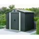 Aga Gartenhaus MR4051 - 4,1 m2 - 236x206x174 cm - für Werkzeuge - verzinkter Stahl - Garten-Lagerschuppen - Dunkelgrau - Große Doppelschiebetüren