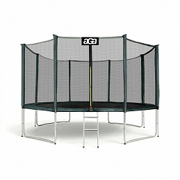 Aga SPORT PRO Trampolin 366 cm 12 ft Dunkelgrün,Kindertrampolin,Gartentrampolin mit Sicherheitsnetz + Schutznetz + Leiter