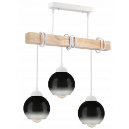 LED závěsné stropní svítidlo, dřevěné, bílé, 3xE27, kouřově šedé