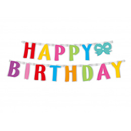Aga4Kids Banner mit Happy Birthday mit Schleife 160 cm