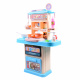 Aga4Kids Plastikinderküche mit Licht, Sound, Wasserpumpe & Dampf – Spielküche aus Kunststoff mit 21 Zubehörteilen, Blau