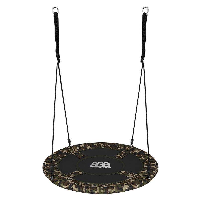 Aga Nestschaukel 90 cm, Rundschaukel, Schaukel verstellbar Garten-Schaukel 150 Kg belastbar, Kinderschaukel Tellerschaukel Hängeschaukel, Camouflage