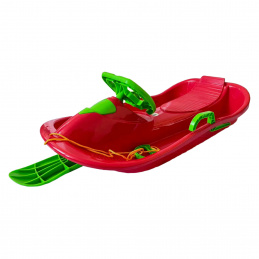 Aga Kinder Schlitten  DS491 Rot, Kinderschlitten aus Kunststoff, Stabiler Schneebob, Rodelschlitten für Kinder