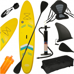 SUP nafukovací plavecká deska se sedadlem, příslušenstvím a pádlem žlutá 350 cm