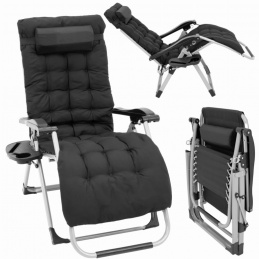 Leżak ogrodowy składany regulacja oparcia - z tacką i torbą boczną